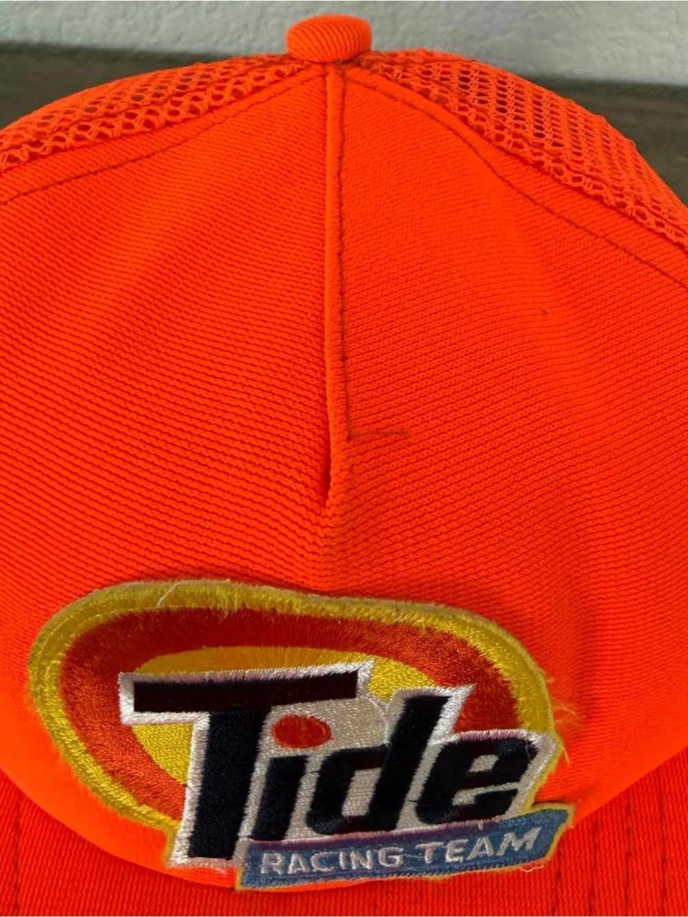 Tide Racing Team Patch Vintage Snapback Trucker Hat Cap Mesh Orange 90s USA Made